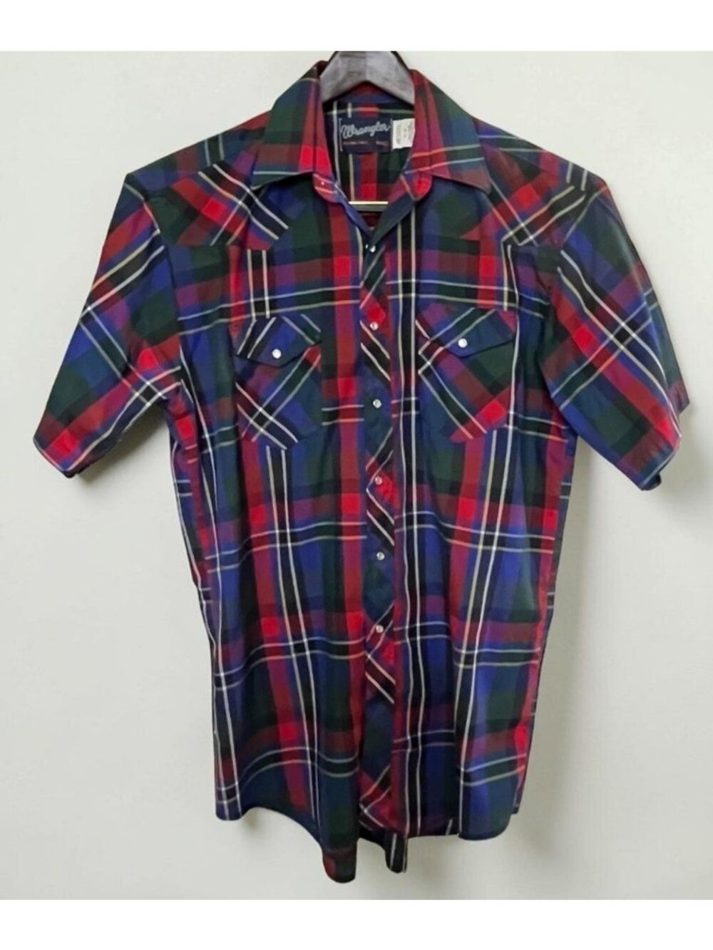 Wrangler Shirt Western Pearl Snap Plaid Button Down Shirt Mens Size 16.5